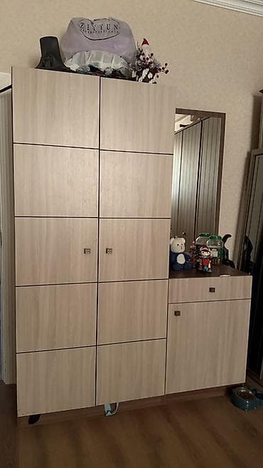 2 li kravat: Mətbəx/koridor üçün çoxfunksiyalı dolab dəsti - Material: açıq ağac — 1