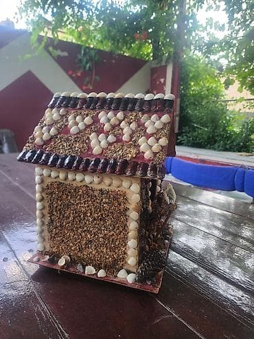 balaca ev dizaynlari: Dekorativ quş evi – əl işidir - Materiallar: təbii çınqıl daşları — 5