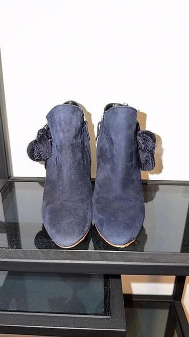 uzun bot: Qadınlar üçün topuqlu botinka - Rəng: tünd göy (navy) - Material — 2