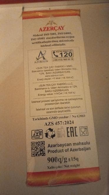 samovar tarixi: Məhsul: Azərçay – Azərbaycan istehsalı qara çay (döyülmüş iriçəkili — 2