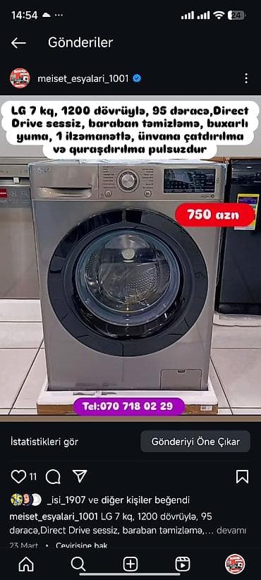 Paltaryuyan maşın LG, 7 kq, Avtomat, Qurutmasız — 3