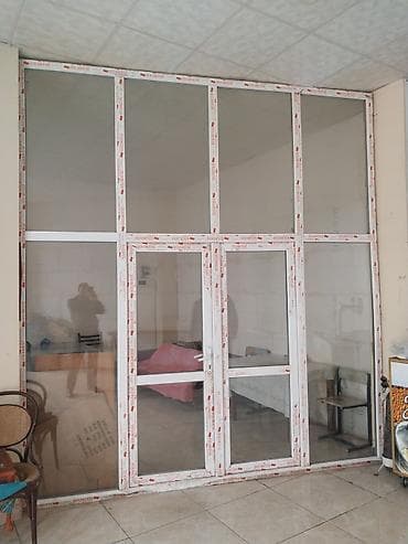 gence qapıları: PVC şüşəli arakəsmə və qapı sistemi - Material: Ağ rəngde . hudurluyu — 1