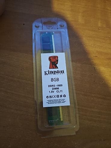 desk: Operativ yaddaş (RAM) Kingston, 8 GB, 1600 Mhz, DDR3, PC üçün, Yeni — 1