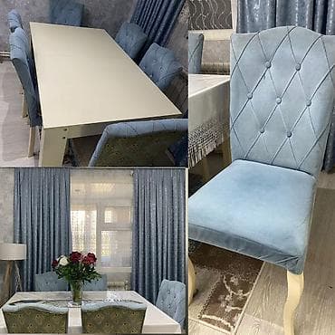 Qonaq otağı üçün, İşlənmiş, Açılmayan, Kvadrat masa, 6 stul