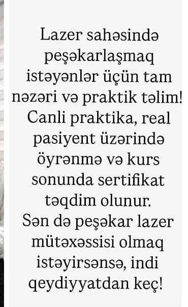 mingecevir gence avtobus: Lazer epilyasiyası kursu, Əyani, Diplom, sertifikat — 1