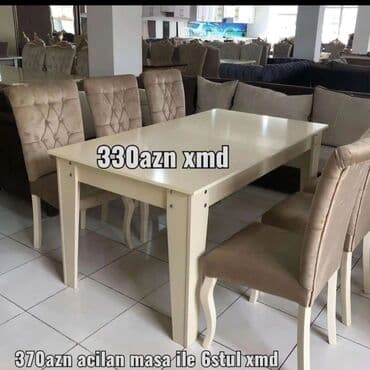 laminat qiyməti: Qonaq otağı üçün, Yeni, Açılan, Dördbucaq masa, 6 stul — 11