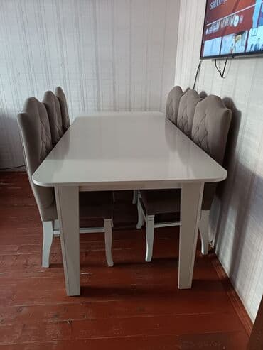 Otaq bitkiləri: Qonaq otağı üçün, Açılmayan, Dördbucaq masa, 6 stul — 2