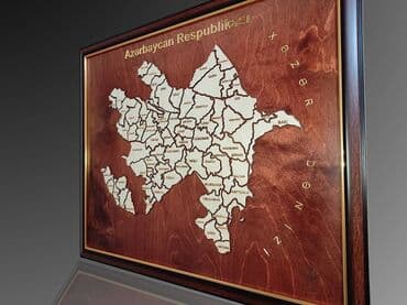 dünya fiziki xəritəsi: Təbii taxtadan Azərbaycan Respublikası xəritəsi. Tək nüsxədir — 4