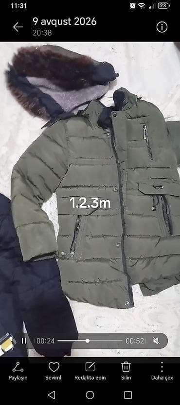 Uşaqlar üçün digər geyimlər: Uşaq geyim dəsti – 1.2–1.3 m boya uyğun Tərkib: - Qışlıq isti — 2