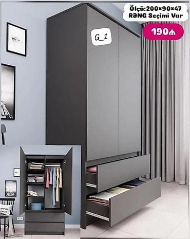 taxta ref: G_1 model paltar dolabı - Ölçü: 200×90×47 sm - Rəng seçimi var - — 1