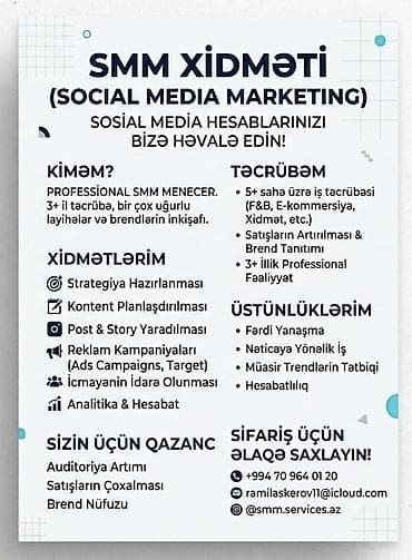 İş: SMM menecer tələb olunur, 18-29 yaş, 3-5 illik təcrübə — 1