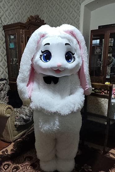 Ağ dovşan maskot kostyumu - Tam bədənlik maskot: başlıq, gövdə, əlcək