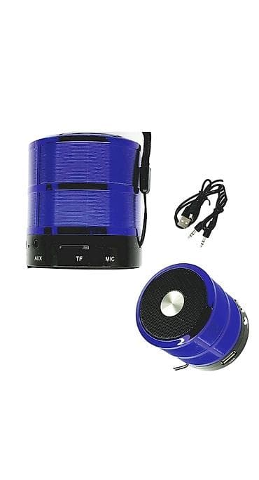 kalonklar: Mini portativ Bluetooth dinamik – mavi, silindrik metal gövdə və bilək — 3