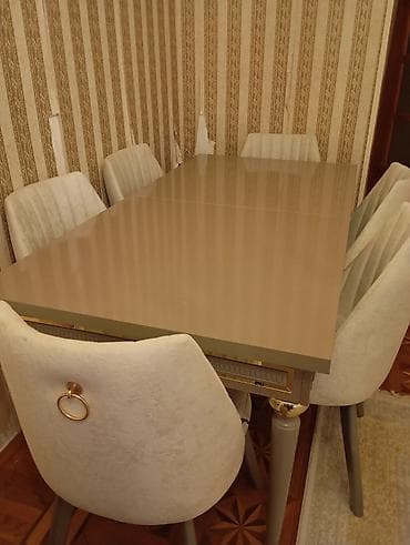 plastik stolar: Qonaq otağı üçün, Yeni, Açılan, Dördbucaq masa, 6 stul — 6