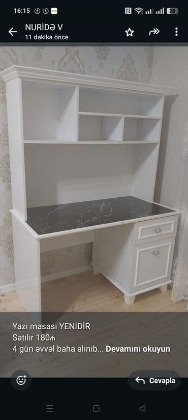 Yazı masası YENİDİR Satılır 180₼ 4 gün əvvəl baha alınıb, uşağın