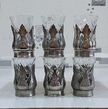 alize puffy qiyməti: Armudu stəkanlar, rəng - Gümüşü, 6 ədədli dəst, SSRİ — 3