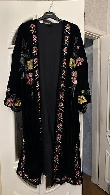 topdan geyim: Məhsul: TOPSHOP qadın kimono/uzun jaket - Parça: Yumşaq qara məxmər - — 2