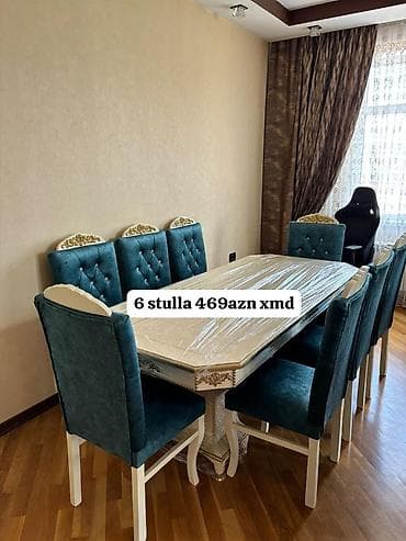 stolustu nabor: Klassik üslubda yemək otağı dəsti - Dəst: 1 masa + 6 stul - Masa — 1