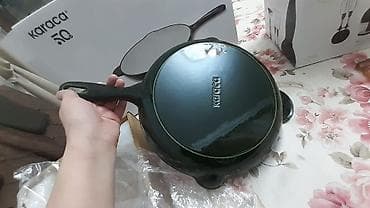 demir tava: Tava, rəng - Yaşıl, Çuqun, 28 sm, Karaca — 1