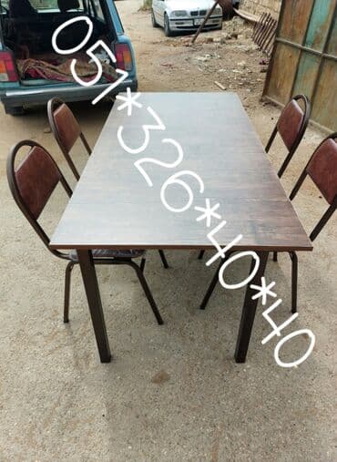 Masa və oturacaq dəstləri: Qonaq otağı üçün, Yeni, Açılan, Dördbucaq masa, 2 stul — 10