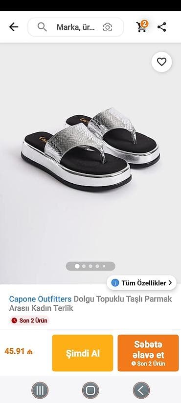 Capone Outfitters Dolgu Topuqlu, daşlı parmaqarası qadın terlik -