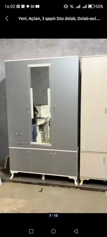 kiçik dolab: Açılan, 3 qapılı Düz dolab, Qarderob, paltar dolabı — 13