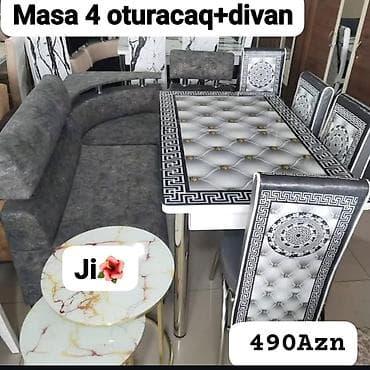Mətbəx/qonaq otağı üçün dəst: - Masa + 4 oturacaq + divan - Dördkünc lalafo.az -da Mətbəx/qonaq otağı üçün dəst: - Masa + 4 oturacaq + divan - Dördkünc