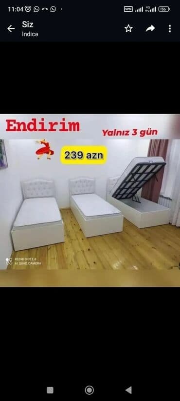 Yeni, Təknəfərlik çarpayı, Bazalı, Matras ilə, Siyirməsiz, Azərbaycan