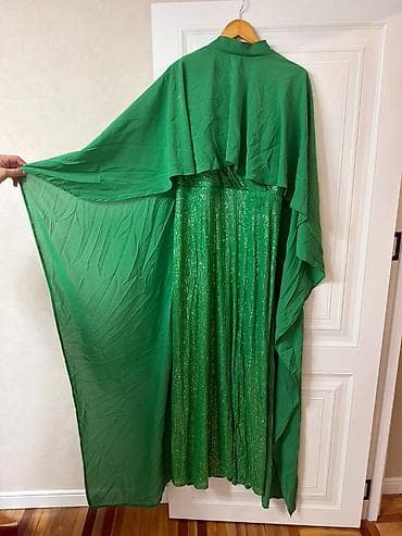 vecerni paltar: Yaşıl rəngli iki hissəli gecə dəsti - Parıltılı uzun paltar: dərin — 4