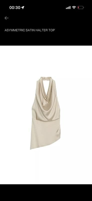 colins bayan mont: Məhsul: Asimmetrik saten halter top - Material: Zərif, parıltılı — 1