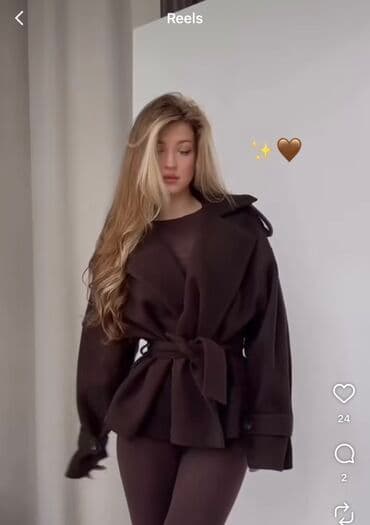 toxunma papaq modelleri: Yeniii teze alinib Qadınlar üçün şık qısa palto – tünd qəhvəyi — 2