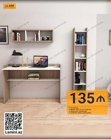 ag masa: LA MINI – Yazı masası və rəf dəsti - Məhsul: Yazı masası + divar rəfi — 1