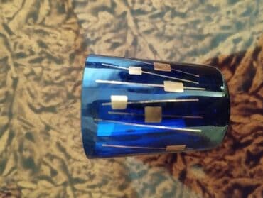 madonna servis: Bohemian Glass – əl işi mavi şüşə dəst - Mənşə: Czechoslovakia — 6