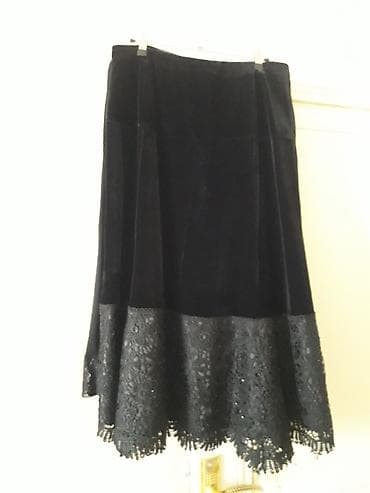 qadin paltar: Qara məxməri ətək – alt hissəsi qara krujeva (ažur) bəzəkli - Parça — 1