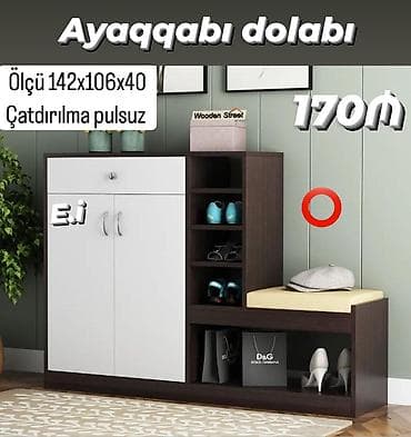 iskaflar: Yeni, 2 qapılı, Qəhvəyi, Taxta Ayaqqabı dolabı — 2