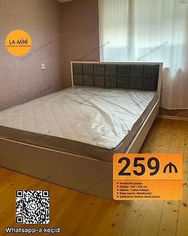 İkinəfərlik çarpayı, Bazalı, Matras ilə, Siyirməsiz lalafo.az -da İkinəfərlik çarpayı, Bazalı, Matras ilə, Siyirməsiz