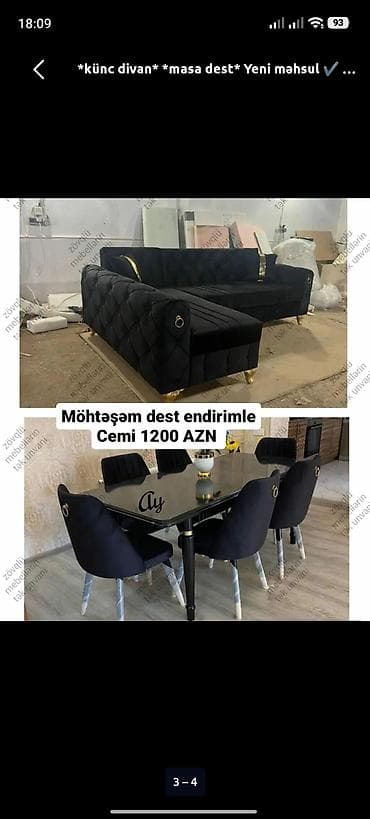 l masa: Yeni, Künc divan, Qonaq otağı üçün, Açılmayan — 1