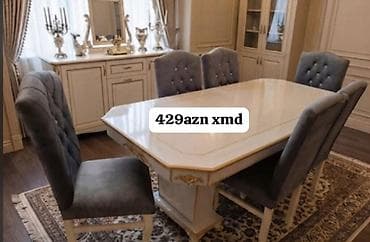stull: - Yemək otağı dəsti - Dəst: 1 masa + 6 ədəd stul - Stil — 1