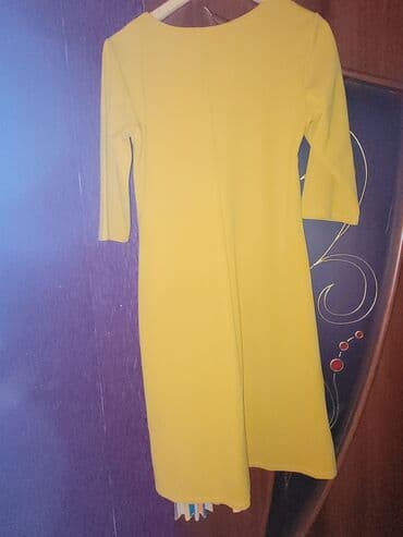 Свадебные платья и аксессуары: Sarı rəngli qadın paltarı - Diz uzunluğunda, A-kəsim siluet - Yumru — 1