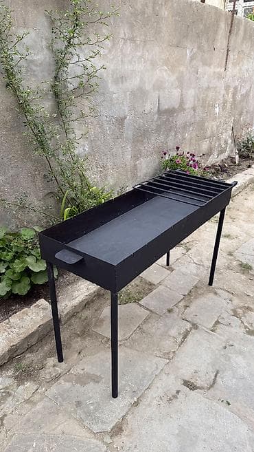 barbekyu manqal: Uzunluğu 1.10sm,en 40sm,3-lük dəmir listlə yığılmış yeni — 1
