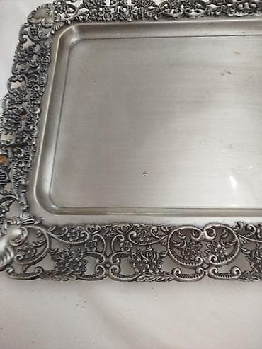 Metall süfrə sinisi – dekorativ haşiyəli - Material: metaldan — 3