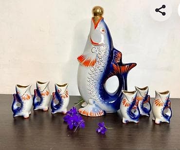 xalis bal: Porcelain balıq fiqurlu süfrə dəsti - Komplekt: 1 ədəd böyük qrafin — 1