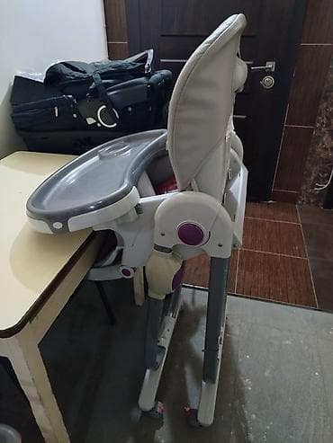 çeşki nədir: Uşaq yemək stulu - Rəng: boz/ağ tonlarda - Yumşaq, silinə bilən — 2