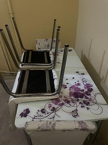 Mətbəx üçün, İşlənmiş, Açılan, Dördbucaq masa, 4 stul