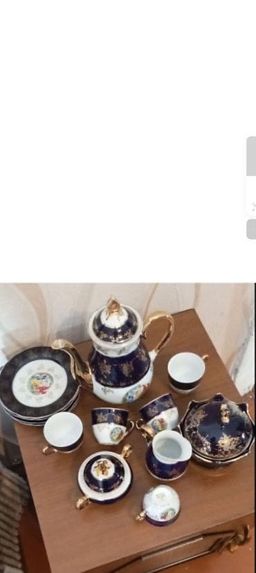 cay servisi: Çay dəsti, rəng - Göy, Farfor, Bohemia, 6 nəfərlik, Çexiya — 2