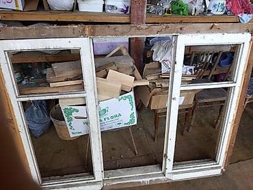 taxta: Taxta çərçivəli 3 bölməli pəncərə karkası - Material: kütük taxta — 1