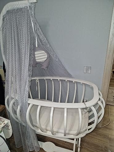 mebel aksesuar: Oğlan və qız üçün, Yumru, Beşik, Dəst ilə, Matras ilə, Yellənmə mexanizm ilə — 1