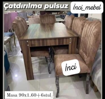 işlənmiş stol stul dəsti sumqayit: Qonaq otağı üçün, Yeni, Açılmayan, Dördbucaq masa, 6 stul — 2
