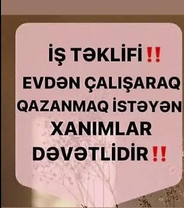 İş təklifi: Evdən işləyərək gəlir qazanmaq istəyən xanımlar üçün