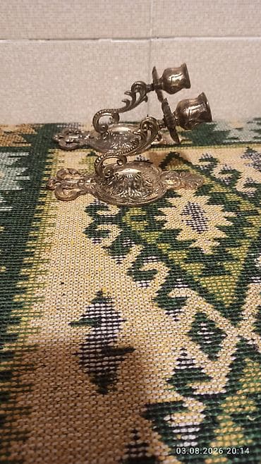 антик: Antik asma şamdan-lampa - Material: bürünc gövdə və dekorativ döymə — 4